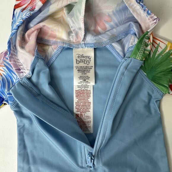 Disney Baby Mickey Mouse Hooded One Piece Tropical Swimsuit 3‑6M UPF 50+ NEW - Picture 6 of 12